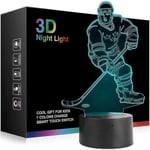 Nattlampa för hockeyspelare, hockey 3d-lampa belysningslampor för barn 7 LED-färgförändrande touch-bordslampor coola leksaker presenter Bir