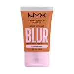 NYX Professional Makeup Fond de Teint Effet Flouté Bare With Me Blur, Couvrance Moyenne, Fini Mat Naturel, Niacinamide, Matcha & Glycérine, Hydratation Jusqu'A 12H, Teinte : Medium Dark (12)