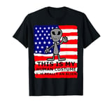 Halloween Costume Grey Alien Patriotic USA Flag Aliens Funny T-Shirt