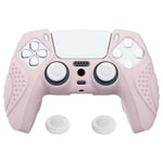 eXtremeRatePlayVital Guardian Edition Cherry Blossoms Pink Ergonomic Soft Anti-slip Controller Silicone Case Cover for ps5, Rubber Protector Skin with White Joystick Caps for ps5 Controller