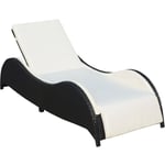 Helloshop26 - Transat chaise longue bain de soleil lit de jardin terrasse meuble d'extérieur avec coussin résine tressée noir