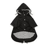 Morezi Dog Zip Up Dog Raincoat with Reflective Buttons, Rain/Water Resistant, Adjustable Drawstring, Removable Hood, Dog Raincoats with Legs 4kg to 36kg Available - Black - S