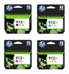 Genuine HP 912XL, Multipack High Capacity Ink jet Cartridges, 3YP34, 3YP34AE 4