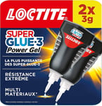 Super Glue-3 Power Gel Control lot de 2, Colle instantanée surpuissante avec débit contrôlé, Colle universelle pour la plupart des matériaux, colle gel dans un flacon anti-choc 2x3g