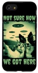 Coque pour iPhone SE (2020) / 7 / 8 Illustration drôle de selfie avec chat et chien « Not Sure How We Got Here »