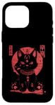 Coque pour iPhone 16 Pro Max Chat Maneki-Neko en colère porte-bonheur avec art japonais Kanji