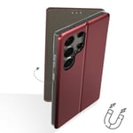 Avizar Case for Galaxy S24 Ultra Book Elegance stand flap, Burgundy