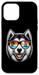 Coque pour iPhone 12 mini Husky Lunettes de soleil rétro Motif chien