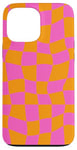 Coque pour iPhone 13 Pro Max Grand damier classique à carreaux orange et rose