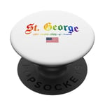 St George Gothic Design Lgbtqai+ rainbow Version PopSockets PopGrip Adhésif