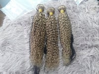 20+20+20INCH BRAZILIAN HUMAN HAIR KINKY CURL HONEY BLONDE 27# 3BUNDLES 300g 12A