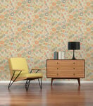 A.S. Création Retro 70's Daisy Floral Wallpaper Orange/Green/White/Khaki Retro Chic 395353 8.50m x 0.53m Paste The Wall