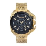 Diesel Watch for Men Bamf, Quartz Chronograph Movement, 55 mm Gold Stainless Steel Case with a Stainless Steel Strap, DZ7378