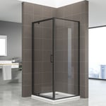 Cabine de douche IBEABLACK H.190 cm porte pivotante verre transparent 90 x 70 cm (porte 90) - Saniverre