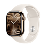 Apple Watch Series 10 (GPS + Cellular) • Titanboett guld, 42 mm • Sportband stjärnglans – M/L