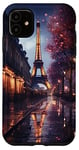 Coque pour iPhone 11 Tour Eiffel Paris France la nuit Bokeh Majestic