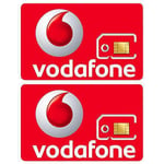 2x Vodafone Pay As You Go SIM Card Micro Nano Adapter for iPhone iPad Samsung