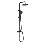 Colonne de douche monobloc modèle OSL BLACK 2 voies réglable en hauteur de 83 à 120 cm avec flexible et pommeau de douche rond