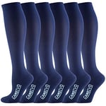 CAMBIVO 6Paires Bas de Contention Femme Homme, Chaussettes de Contention 20-30mmHg, Chaussettes Hautes Montantes, pour Circulation Sanguine Jambes, Sport, Course a Pied, Voyage Avion, Infirmiere