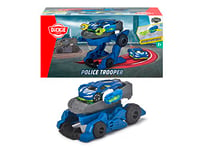 Dickie Toys - Police Trooper (12 cm) - Voiture de Police Robot 2 en 1 pour Enfants à partir de 3 Ans avec Voiture Jouet Amovible (7,5 cm), véhicule Jouet avec Fonctions Cool