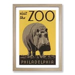 Big Box Art Vintage WPA Poster Visit The Zoo (4) Framed Wall Art Picture Print Ready to Hang, Oak A2 (62 x 45 cm)