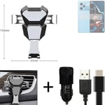  For POCO X5 Pro 5G Airvent mount + CHARGER holder cradle bracket car clamp