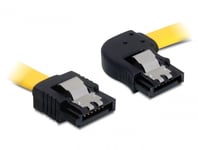 DELOCK – SATA cable, 6Gb/s, locking clip, angled (right)-straight, 0.5m, yellow (82829)