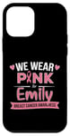 Coque pour iPhone 12 mini Ruban rose, nous portons du rose pour Emily, soutien du cancer du sein