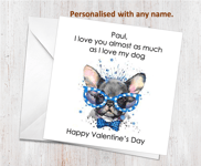 Personalised Valentines Day Card For Him Her Boyfriend Wife Girlfriend Dog-blue