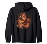 Charming ice age caveman with flowers outfit Zip Hoodie