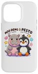 Coque pour iPhone 14 Pro Max Moo Deng Et Le Bébé Hippopotame Au Pesto Bébé Pingouin