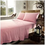 GC GAVENO CAVAILIA Drap Plat en Flanelle pour lit Simple - Chaud et Confortable - Coton brossé - Rose