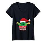 Womens FUNNY CHRISTMAS TSHIRT. CHRISTMAS CACTUS. BELL STAR AND HAT V-Neck T-Shirt