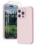 GOODVISH 3 in 1 Case for iPhone 15 Pro Max Case, [2 Screen Protector] Full Body Covered Anti-Scratch 4 Layer Shockproof Structure Soft Microfiber Lining Phone Case 6.7 inch, Sand Pink