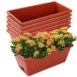 CHUKEMAOYI Lot de 7 Pots de Fleurs rectangulaires en Plastique avec soucoupes pour intérieur et extérieur, Jardin, terrasse, décoration d'intérieur - 43,2 cm