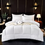 ComfyWell Single Duvet – Plain Quilt Comforter Bedspreads, Coverlets & Sets, 1 Pillowcases Warm and Anti Allergy All Season Coverless Duvet, Throws For Bed. (Single (135x200cm), White)