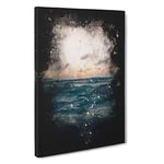 Ocean Beneath a Peach Sky Paint Splash Canvas Print for Living Room Bedroom Home Office Décor, Wall Art Picture Ready to Hang, 30 x 20 Inch (76 x 50 cm)