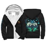 WellWellWell The Legend of Zelda-Mirror Fleece Zipper Hoodie for Men Sherpajong Lined Comfortable Plus Cashmere Hoodie Pullover with Pockets white s