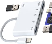 Adaptateur Lightning Cartes Lecteur Sd Micro Sd Lecteur De Carte Usb 3.0 (6 En 1) Pour Apple Iphone Ipad Câble Otg Mémoire Macbook Appareil Photo Tf Caméra Externe Clé Mémoire Jack