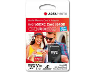 Agfaphoto-Kort Agfa Micro Sdxc 64Gb 100Mb/S U1 V10-Kort + Adapter