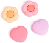 Cute Thumb Grips Caps Compatible Avec La Switch/Switch Lite Joycon, 4pcs Manette Analogique En Silicone Souple Pour Contrôleur Switch Oled,Rose&jaune