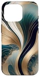 Coque pour iPhone 16 Pro Harmonie dorée - Art abstrait sarcelle et or