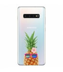 Coque Galaxy S10e ananas lunettes tropical fleur transparente