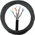 Loops Outdoor Rated CAT6a Cable - 23 AWG U/FTP Foil Shielded - Screened Pure Copper Solid Core Ethernet Network Wire - 10 Gigabit External Internet Data Reel (25m (82ft) Outdoor Ethernet Cable)