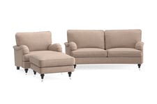 Howard Classic Sofagruppe Buet 2-seter+Lenestol+Fotskammel - Mørk beige sofagruppe Beige