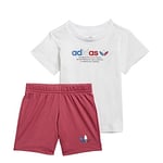 adidas GN7415 SHORT TEE SET Sport set unisex-baby top:white/wild pink bottom:wild pink s21 6-9M