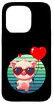 Coque pour iPhone 15 Pro Saint Valentin Porcinet Cœur Amoureux Amour Ballon Mignon