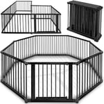 KIDUKU® Barrière de sécurité Parc bébé XXL 7,2 mètres, pliant, porte inclus, à 8 pièces, forme individuelle selon votre choix (Noir)