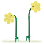 Relaxdays - Arroseur de jardin, set 2, fleur d'arrosage, jeu d'eau pour enfants, avec piquet terre, jaune-vert