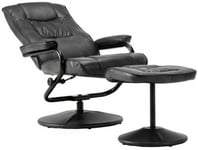 Memphis Black Leather Swivel Recliner Chair and Footstool